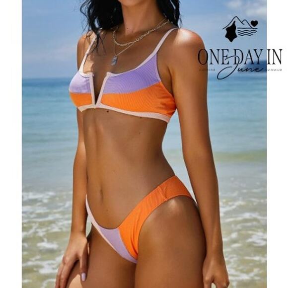 Zaful V Wire Colorblock Bikini Swimsuit Size S - Picture 1 of 7